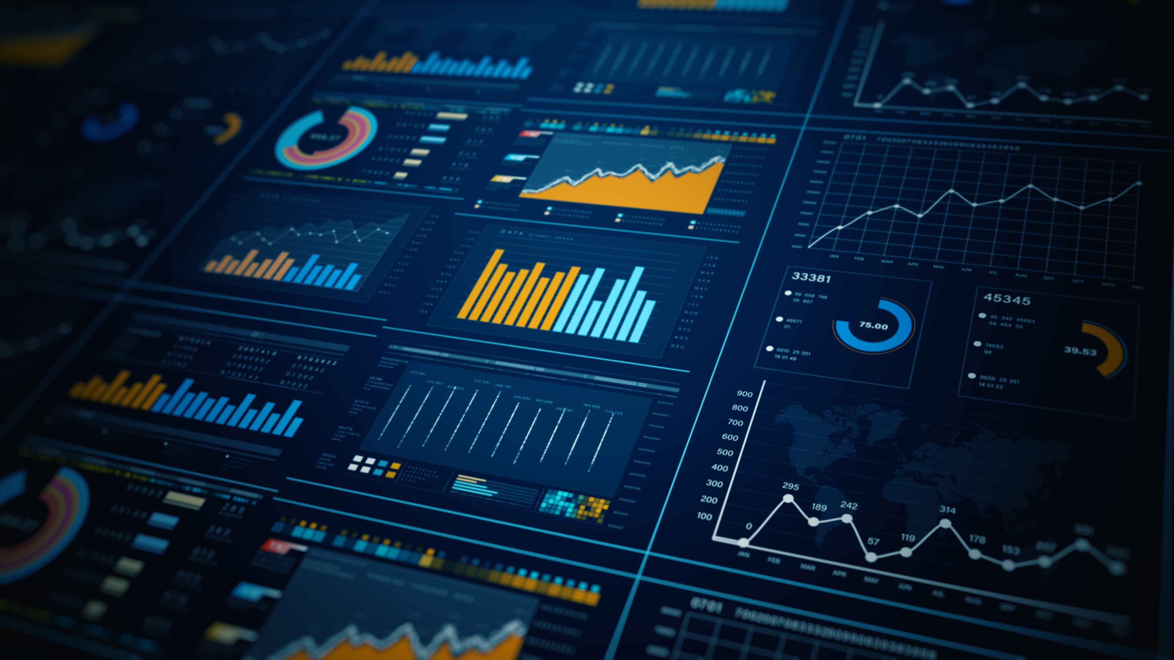 Financial analytics dashboard with charts and figures